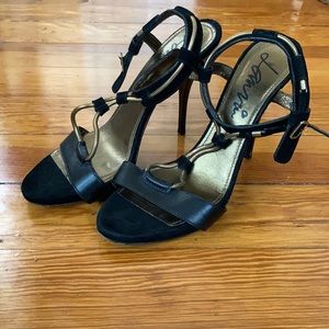 Lanvin leather and gold heels